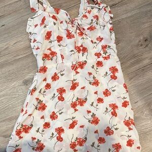 Reformation White and Red Floral Mini Dress